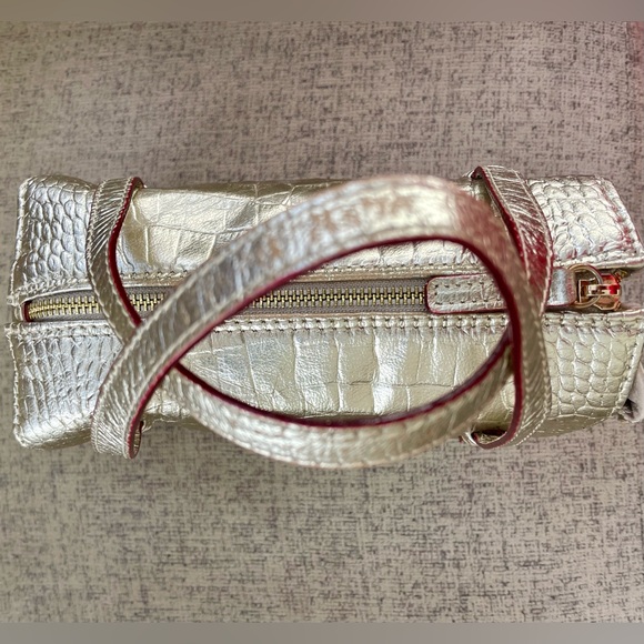 Frances Valentine Gold Crocodile-Embossed Satchel - Picture 5 of 6